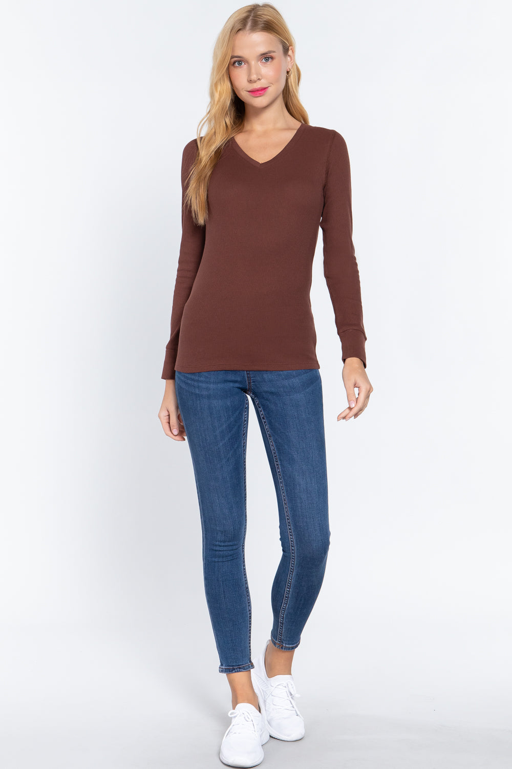 Long Slv V-neck Thermal Top