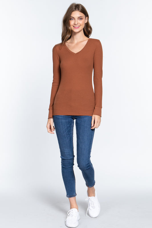 Long Slv V-neck Thermal Top