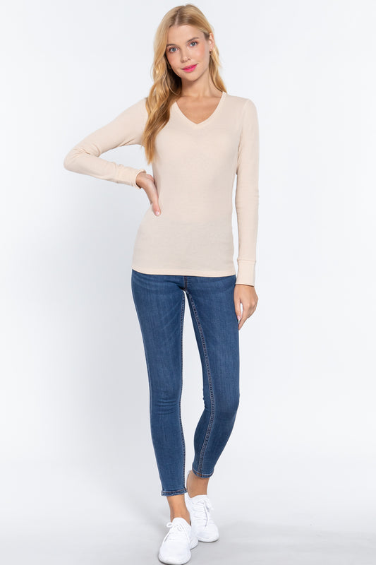 Long Slv V-neck Thermal Top