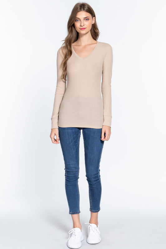 Long Slv V-neck Thermal Top