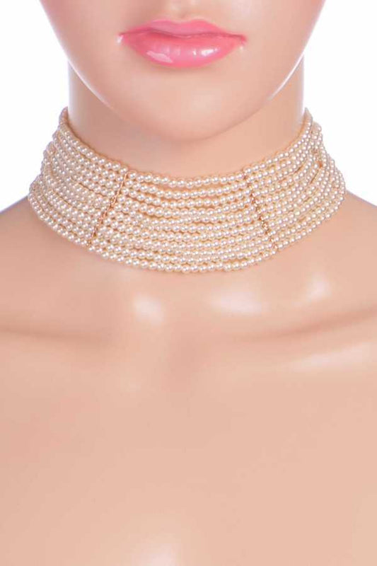 Pearl Choker And Earrings Set