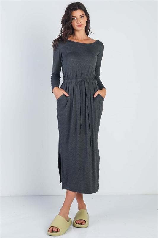 Midi Sleeve Basic Maxi Dress