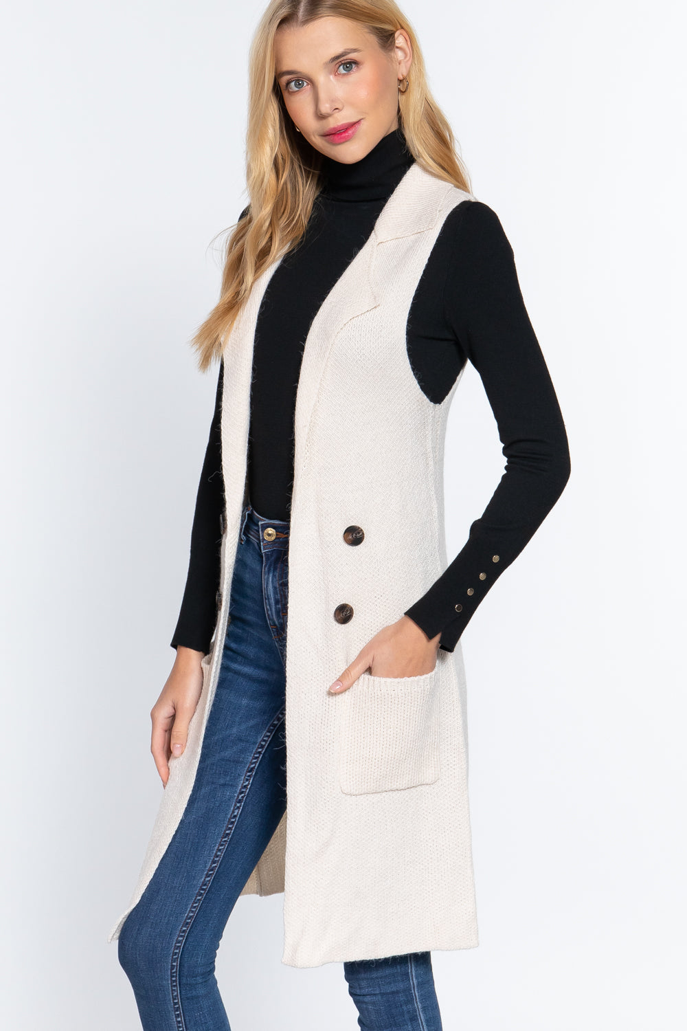 Sleeveless Long Sweater Vest