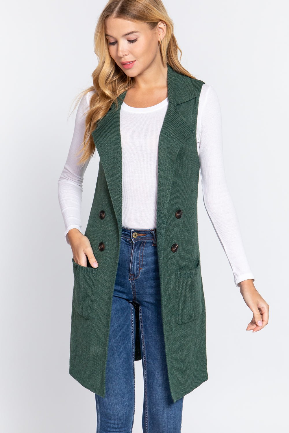 Sleeveless Long Sweater Vest