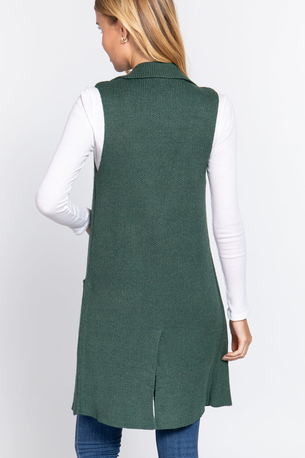 Sleeveless Long Sweater Vest