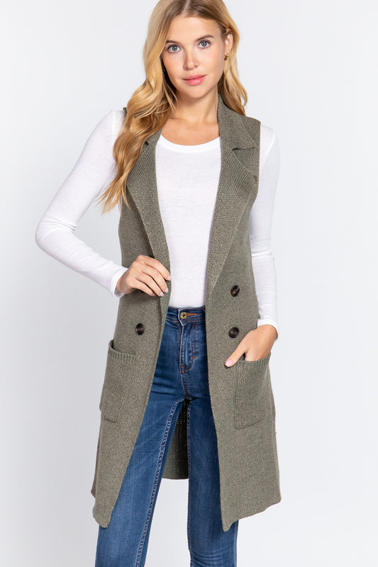 Sleeveless Long Sweater Vest