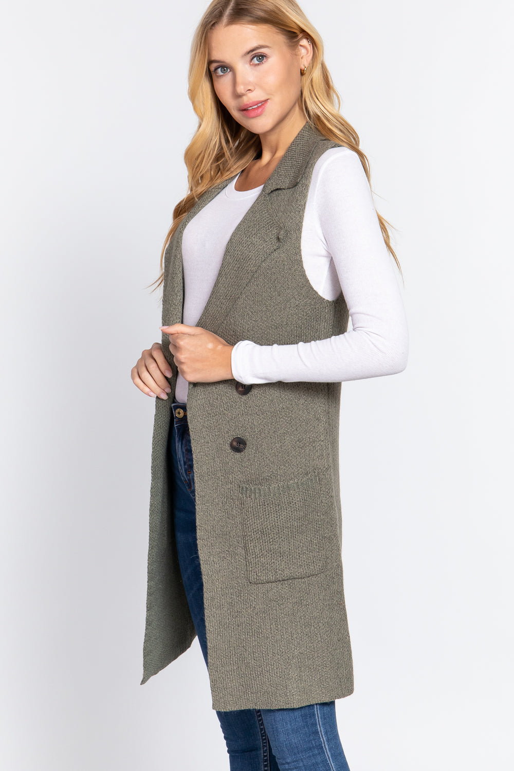 Sleeveless Long Sweater Vest