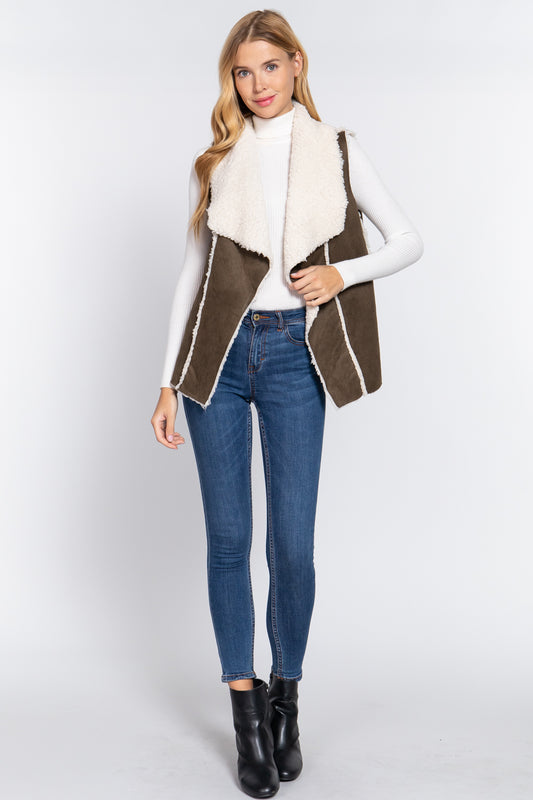 Shawl Faux Suede Fur Bonded Vest