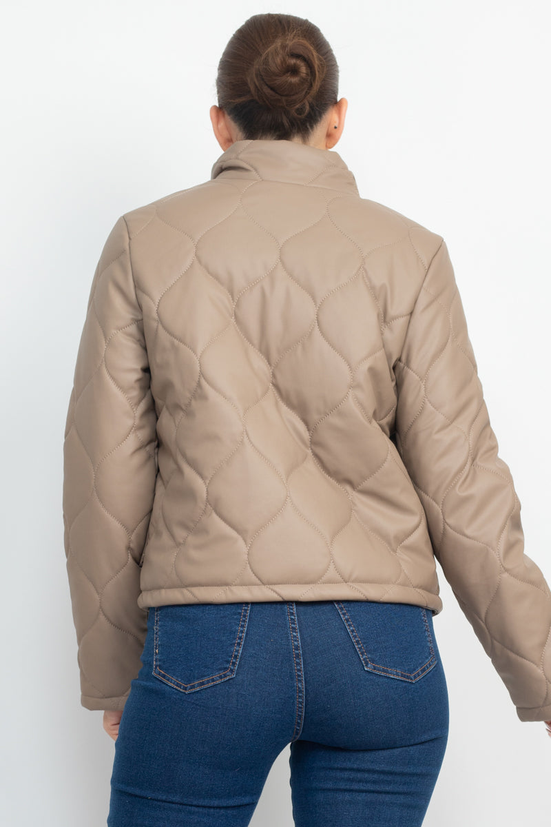 Mock Neck Quilted Jacket