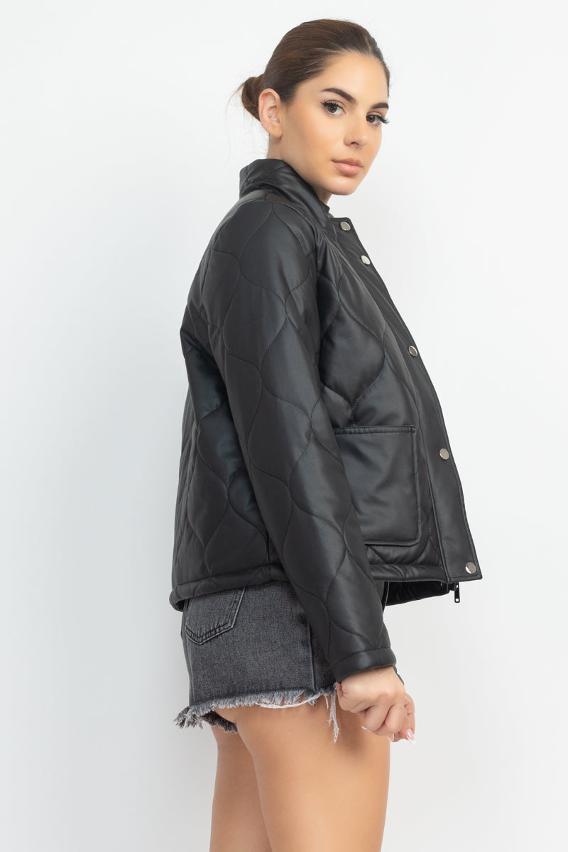 Mock Neck Quilted Jacket