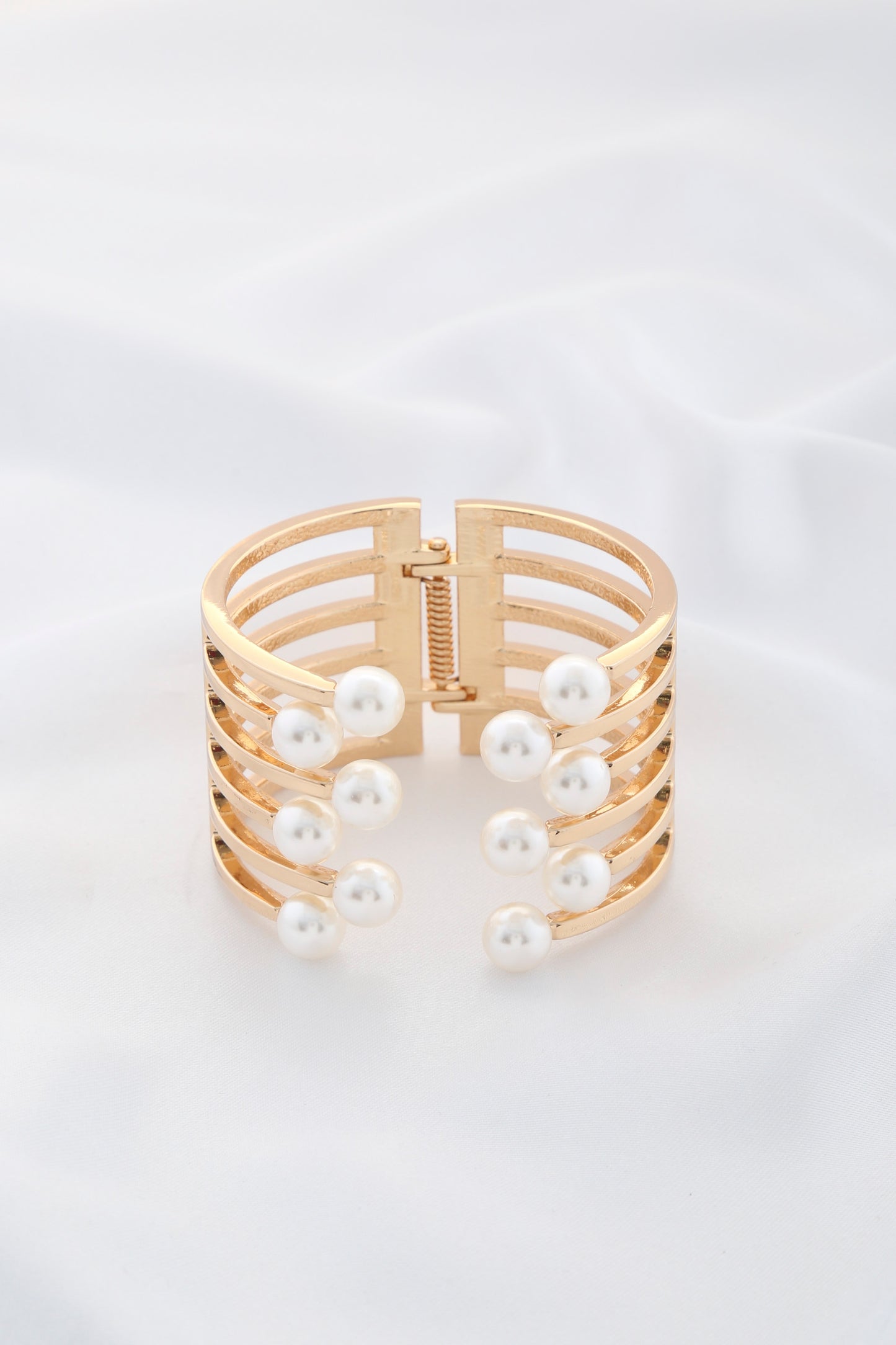 Pearl Bead Metal Cuff Bracelet