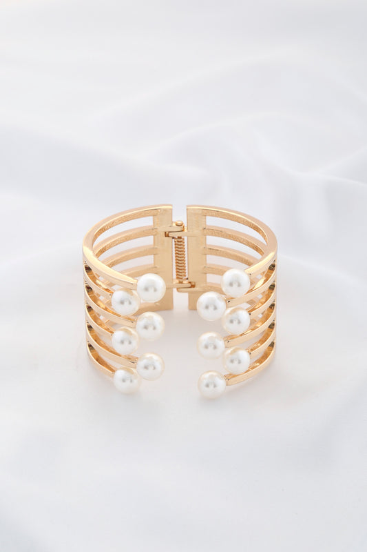 Pearl Bead Metal Cuff Bracelet