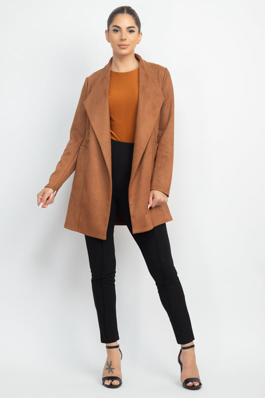 Open Front Suede Blazer