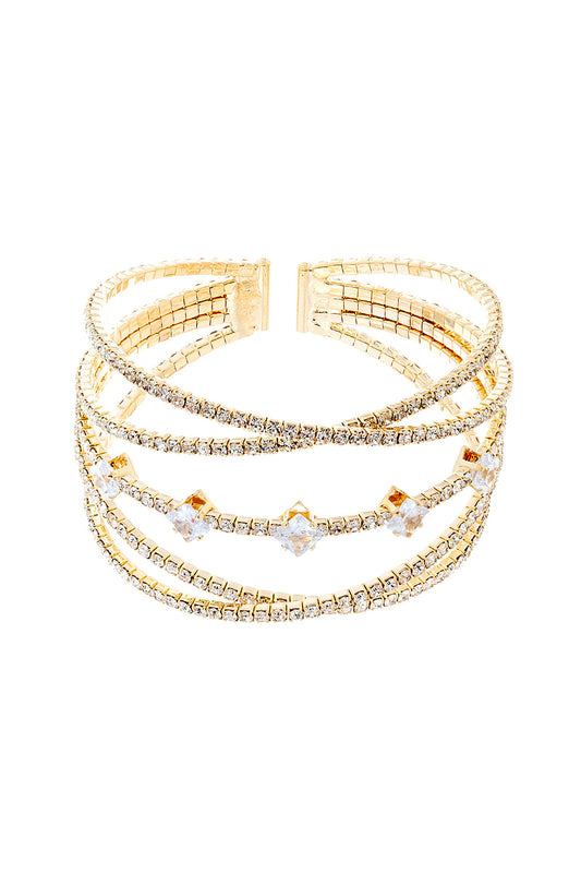 Rhinestone Crystal Memory Wire Bracelet