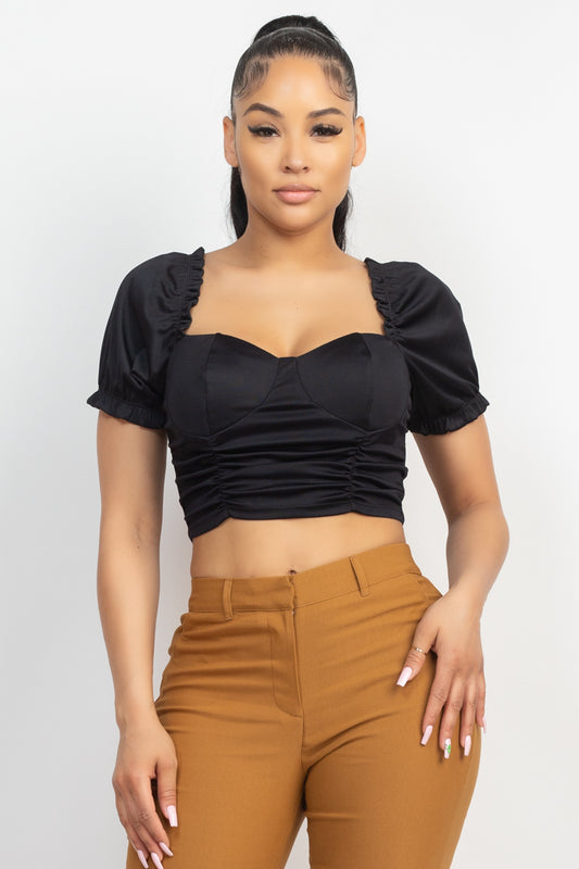 Ruching Puff Sleevetop