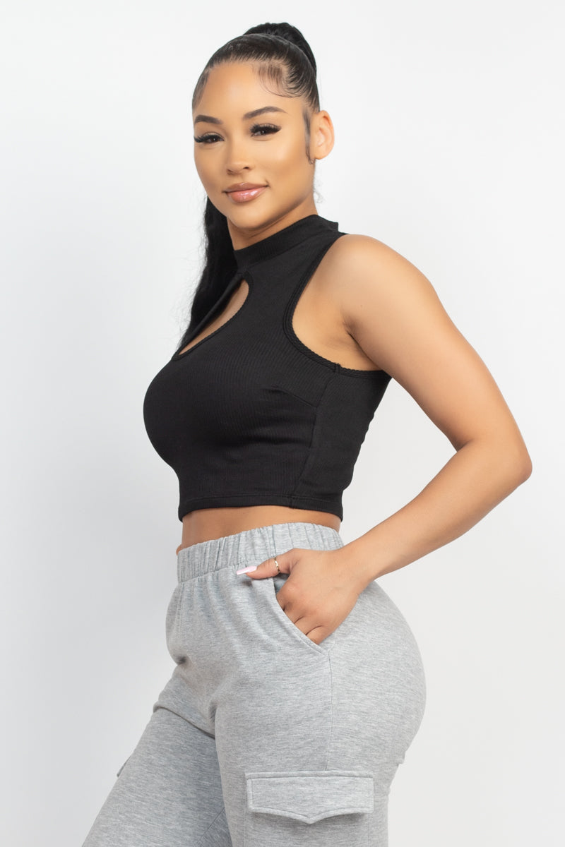 Mock Keyhole-front Crop Top