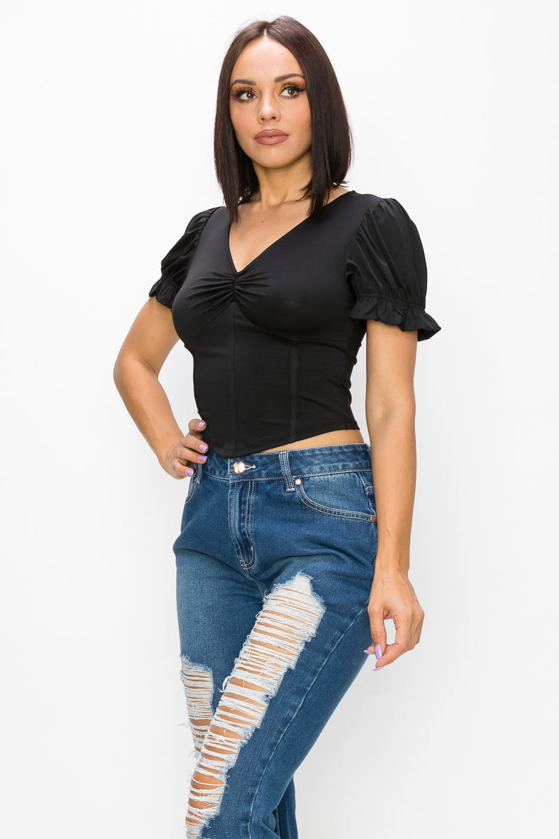 Corset Bustier V-neck Crop Top