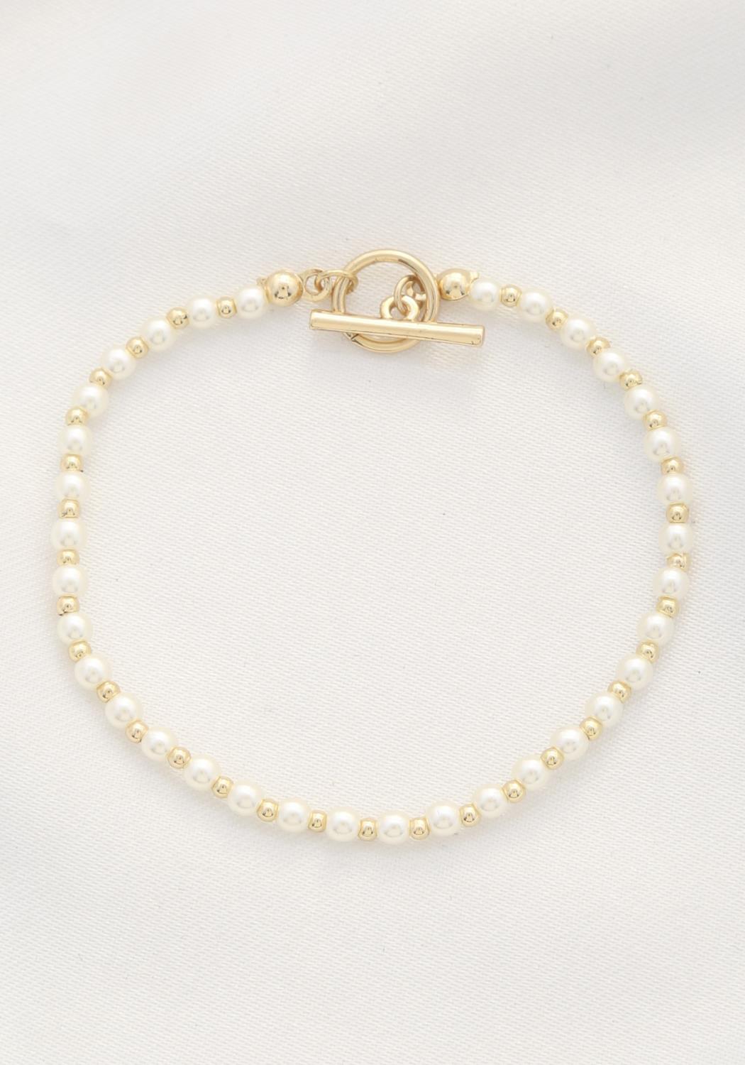 Sodajo Pearl Ball Bead Toggle Clasp Bracelet