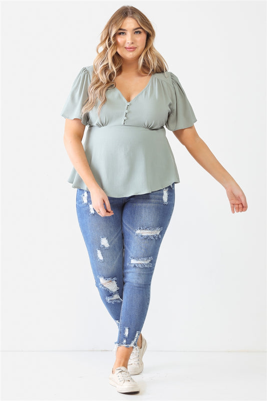 Plus Tie Detail Flare Top