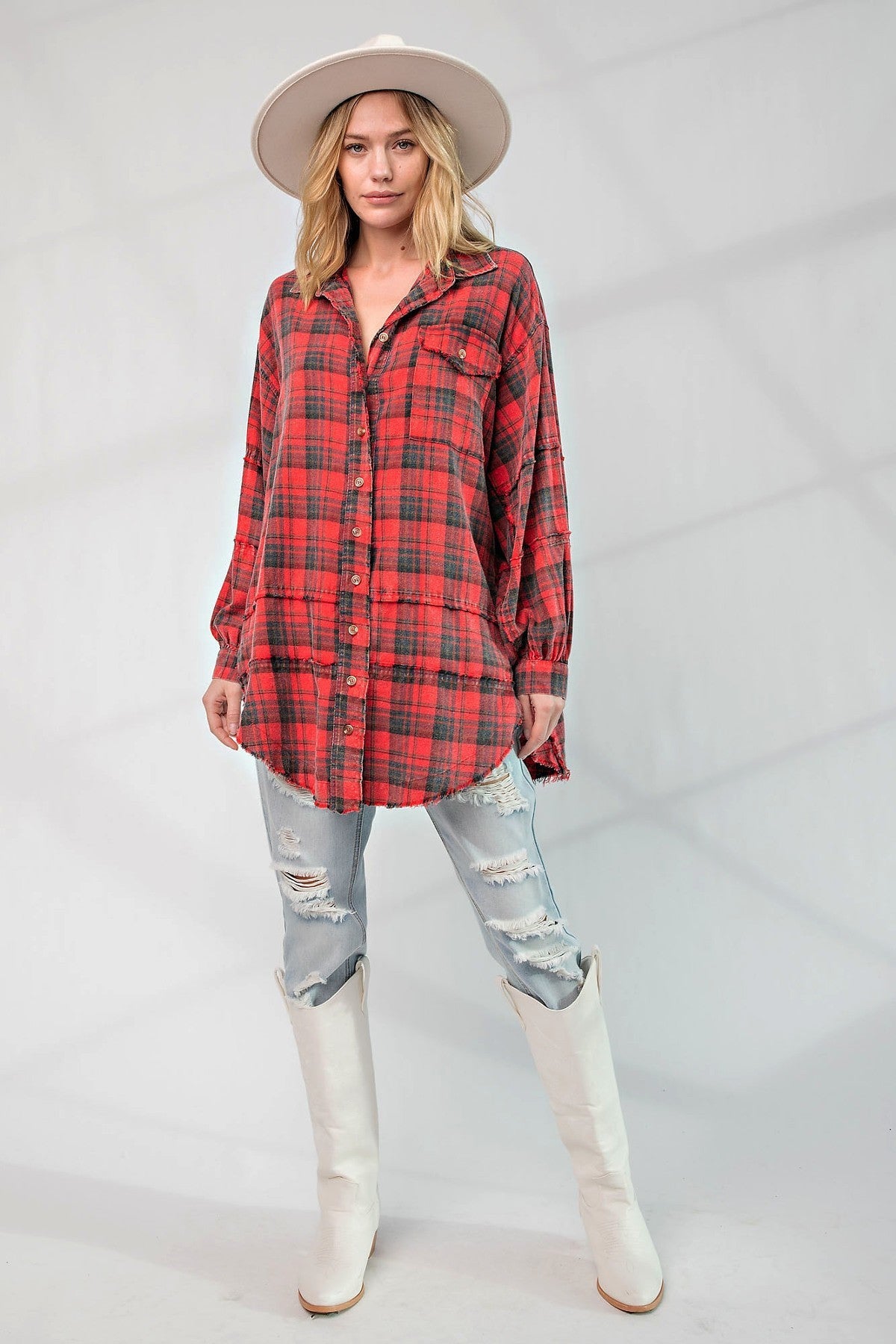 Mineral Washed Plaid Shirt