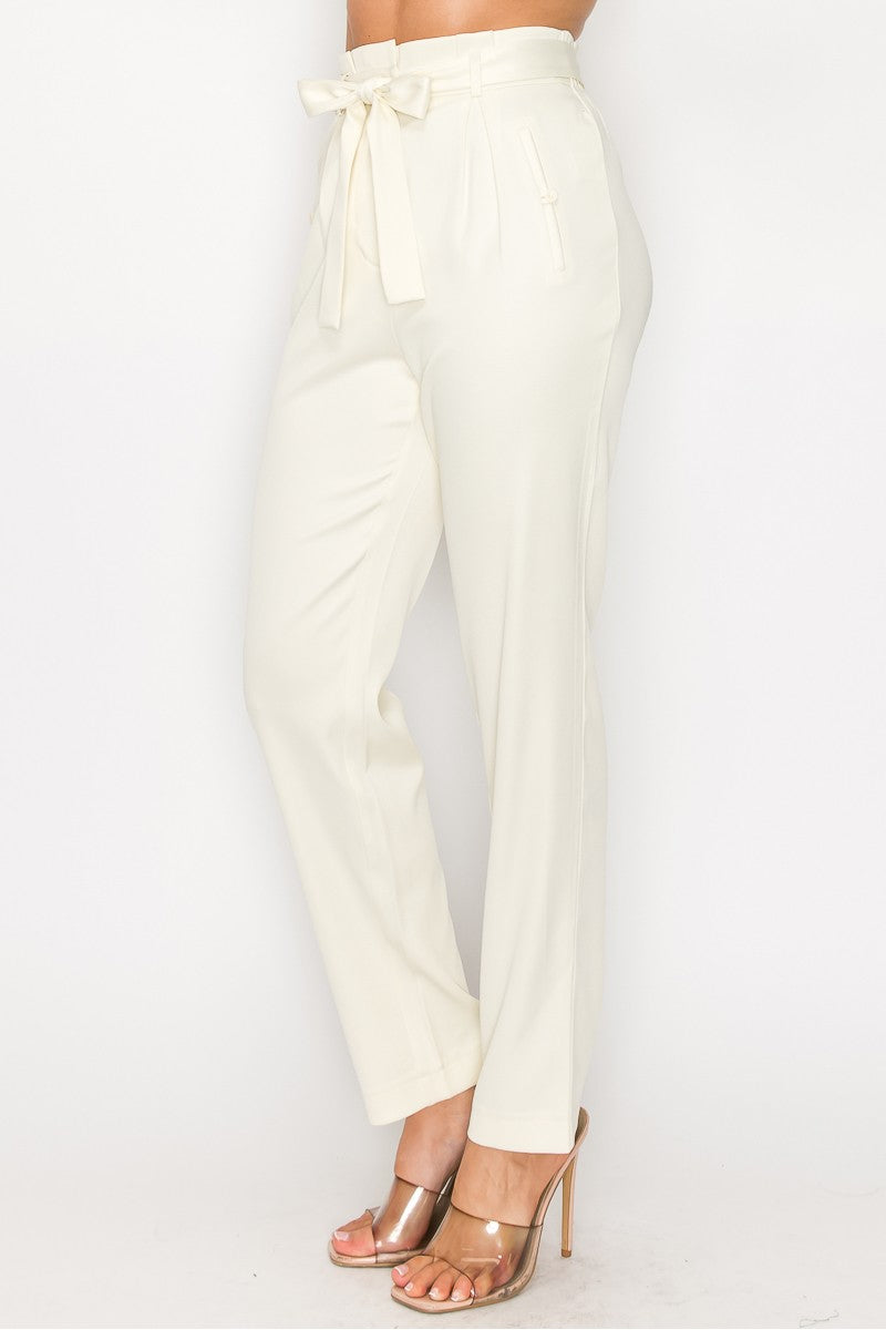 High-rise Belted Paperbag Pants