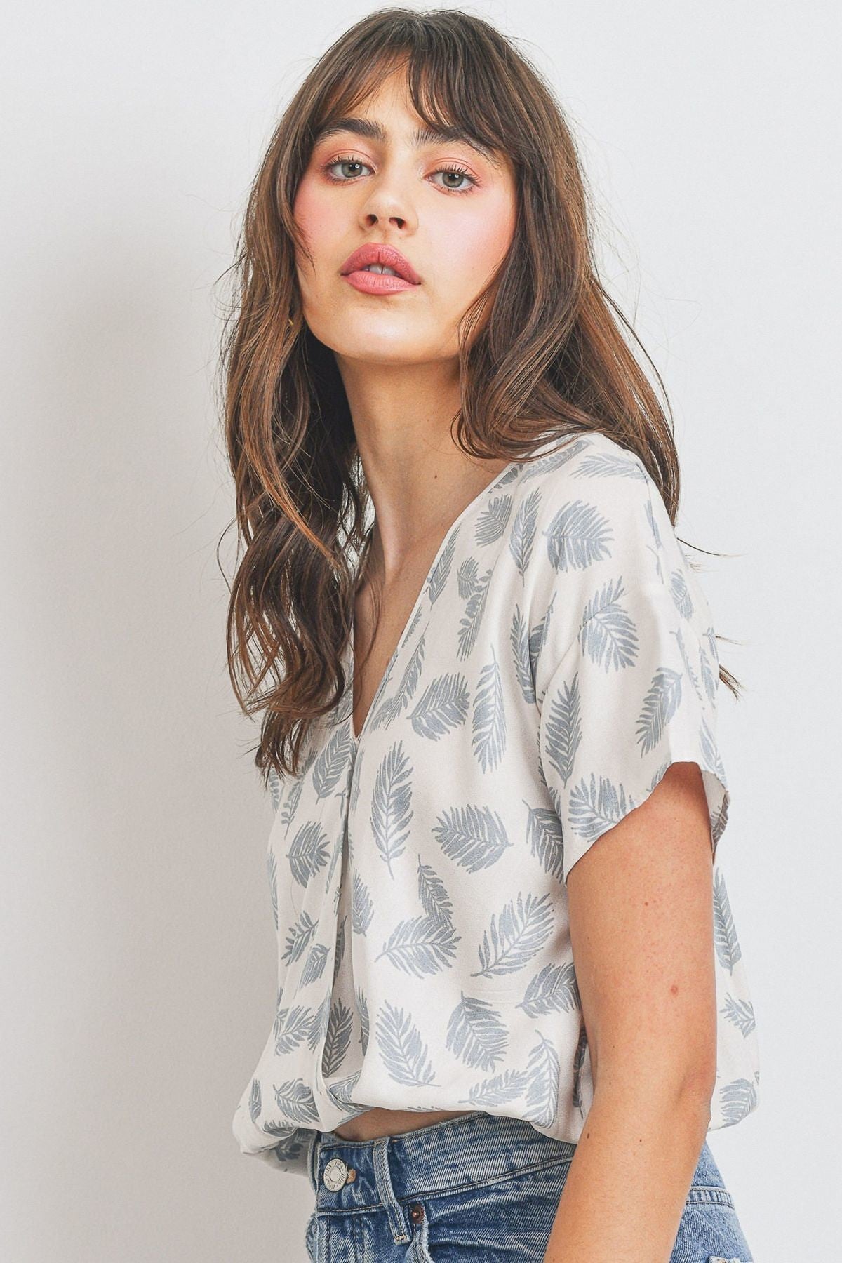 Tropical print short sleeve top