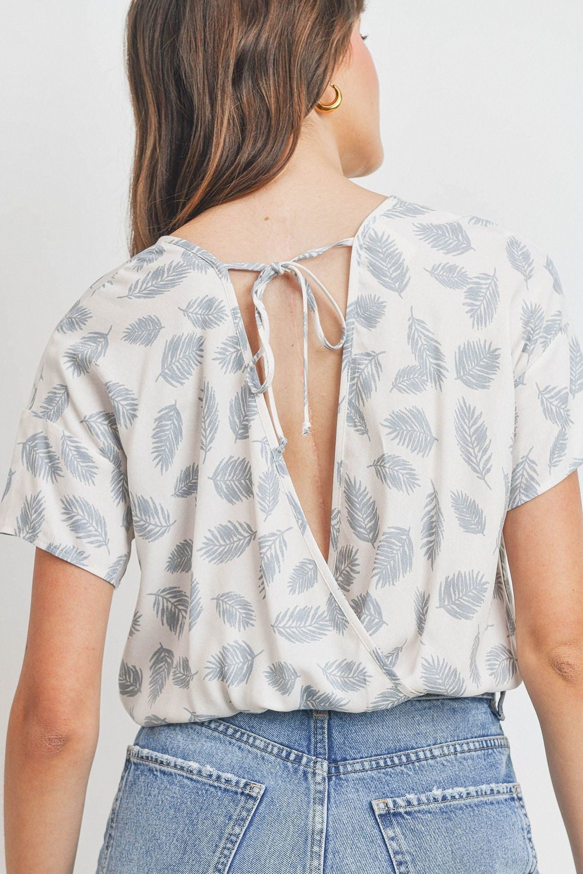 Tropical print short sleeve top