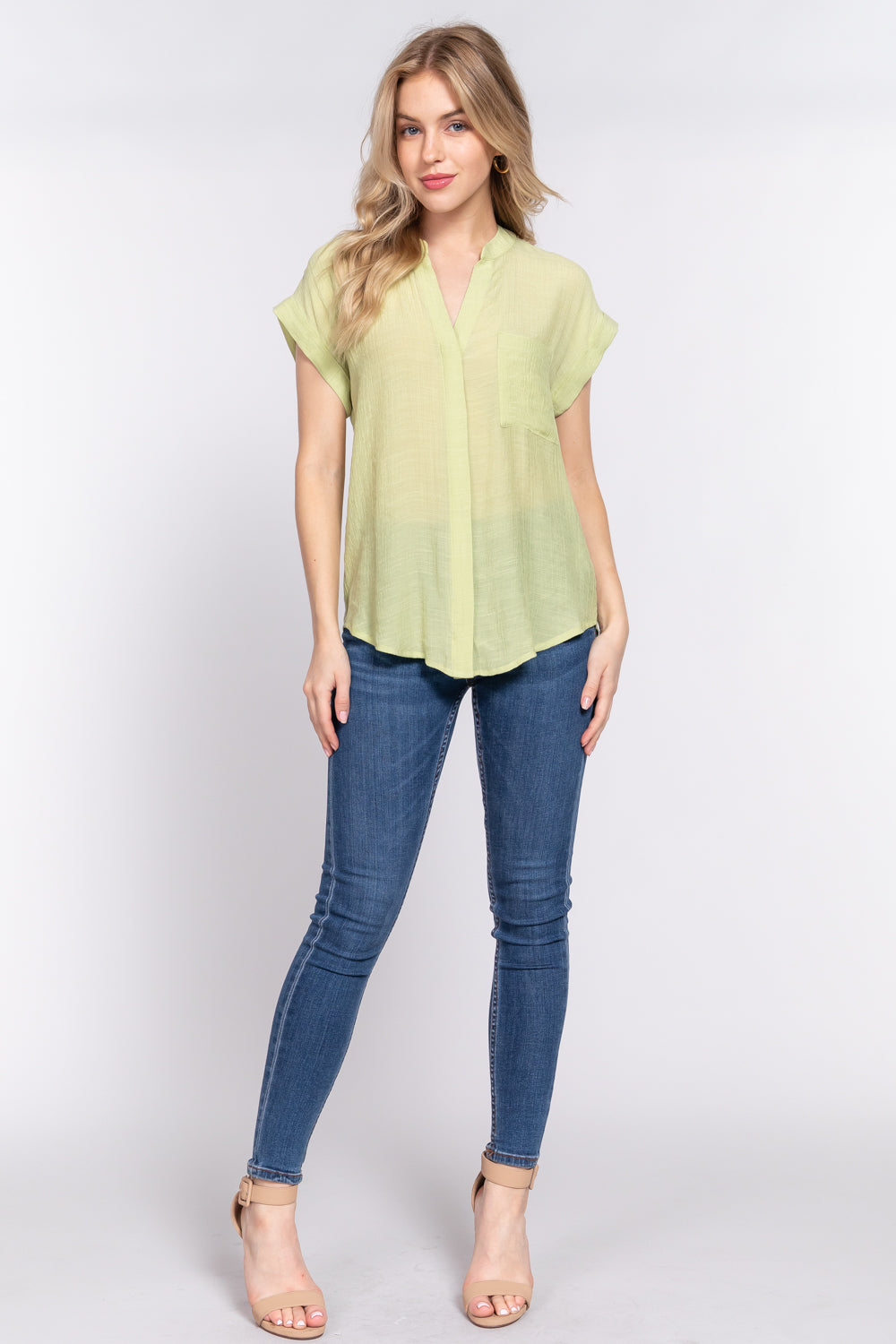 Dolman Slv Button Down Woven Top