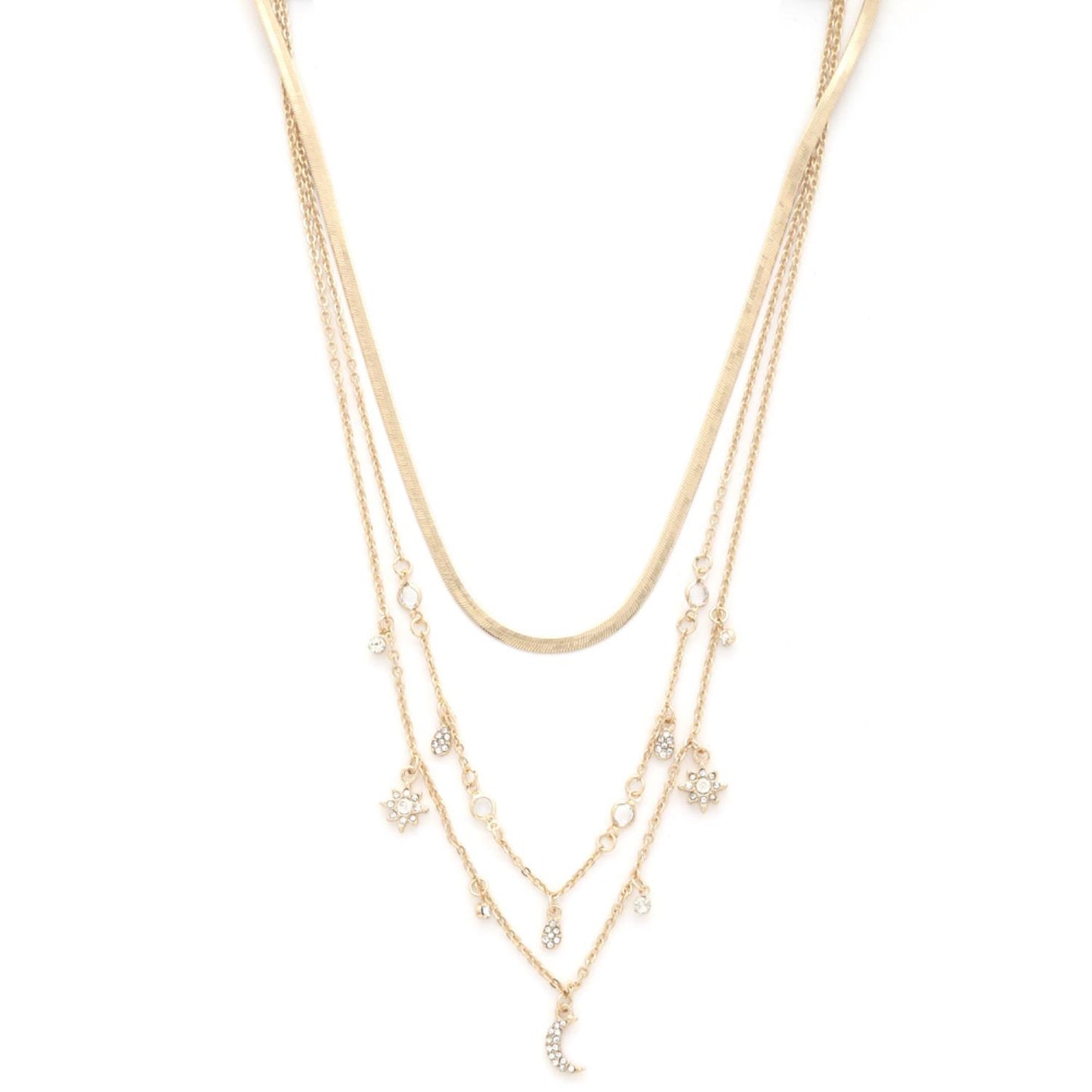 Sodajo Moon Star Charm Layered Necklace