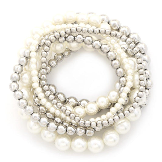 Pearl Ball Bead Bracelet Set