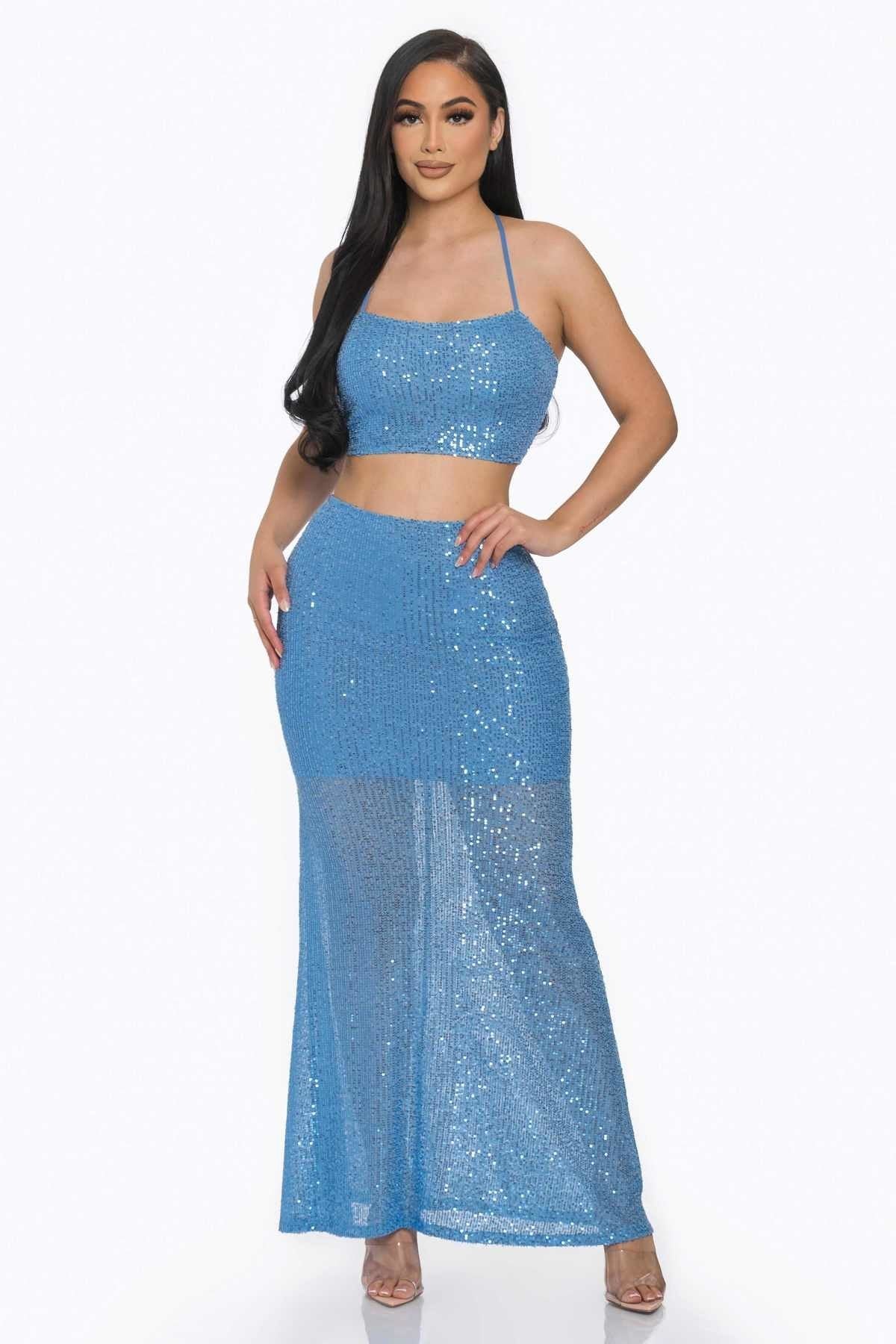 Sxy Back Sequin Maxi Dress