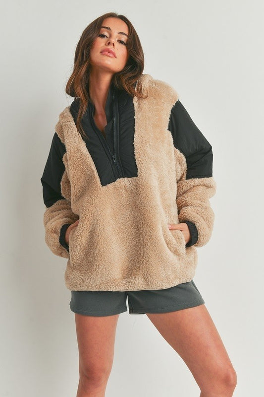 Two-toned Cozy Hooded Sweater