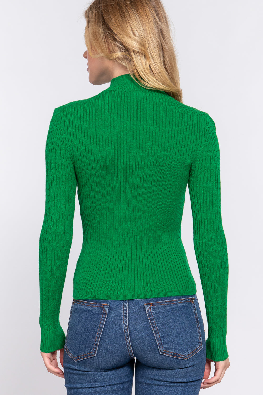 Long Slv Mock Neck Rib Sweater