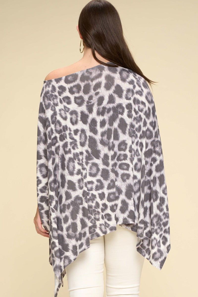 Animal Printed Rayon Span Poncho